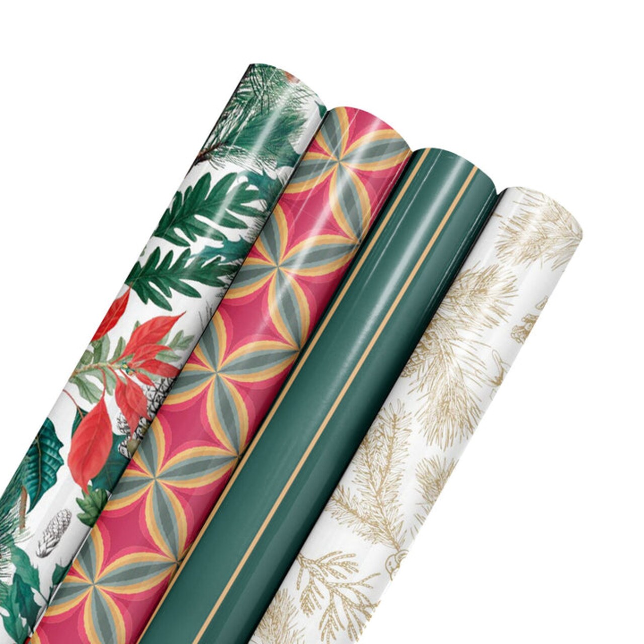 LaRibbons 30" x 10' Wrapping Paper Bundle (4-pack) Holiday Botanical